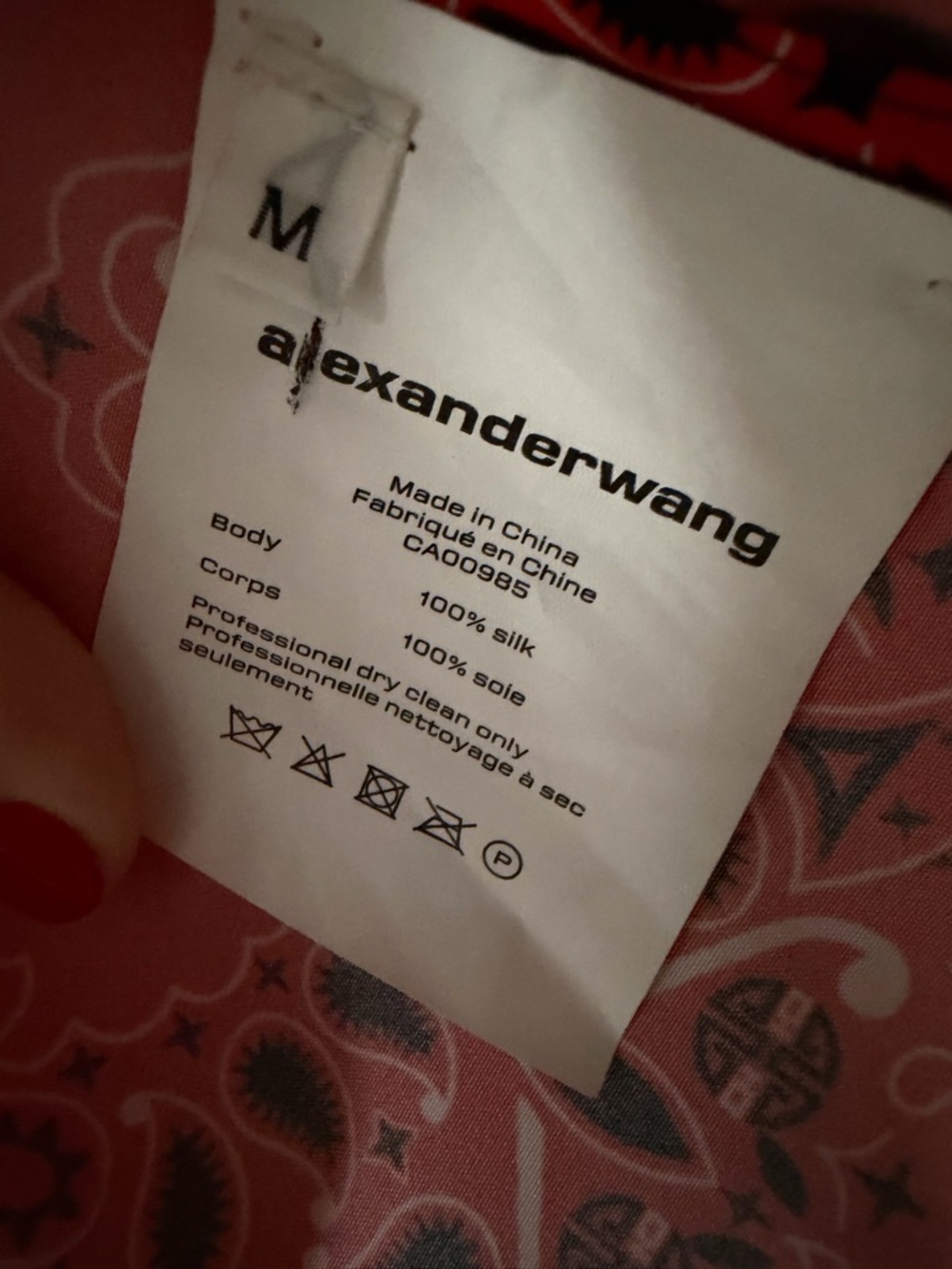 Alexander Wang Red Paisley Button-Up Silk Shirt - Picture 3 of 3